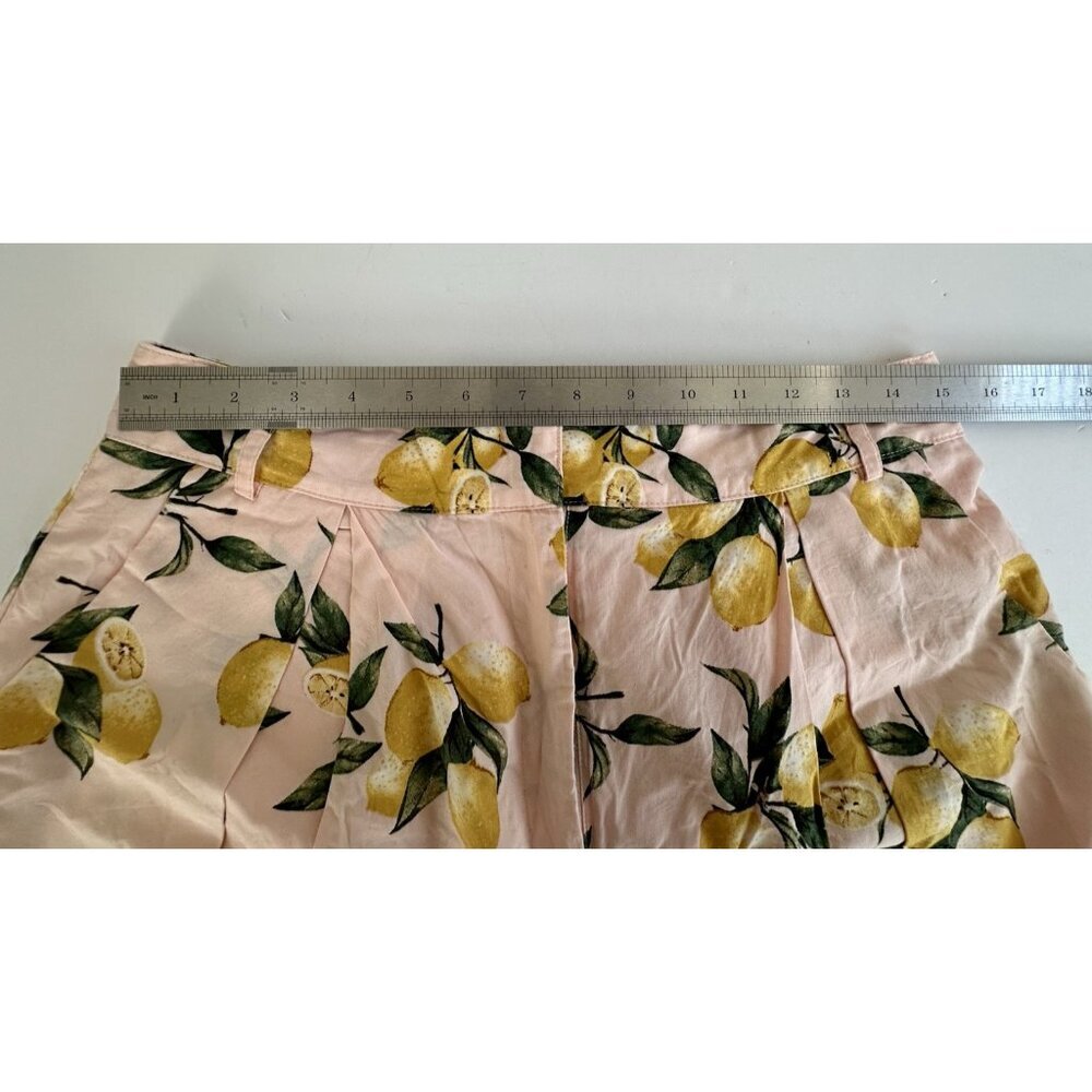 Mackenzie & Me Womens Shorts L Pink 100% Cotton Lemon‎ Print Tuscany Italy Farm - Picture 9 of 12